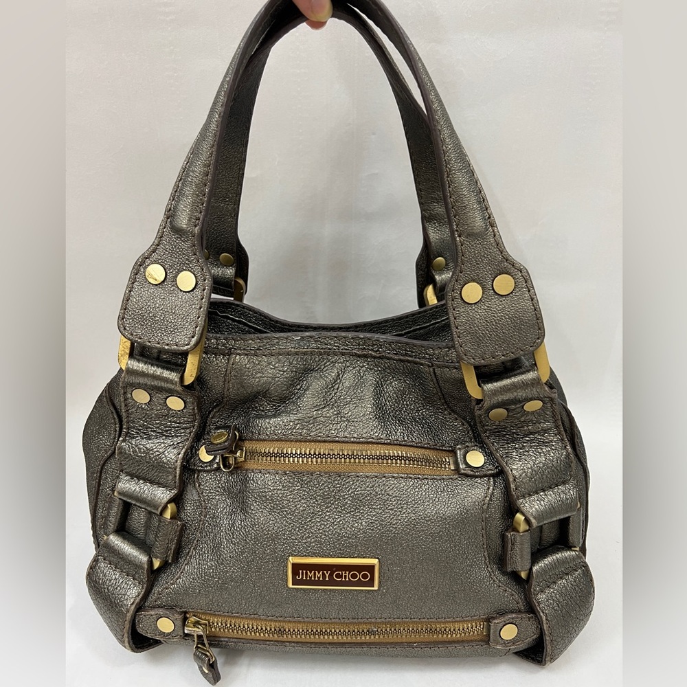 Jimmy Choo Metallic Leather Mahala Tote